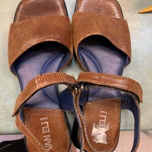 Van Eli brown lizard-embossed leather sandals